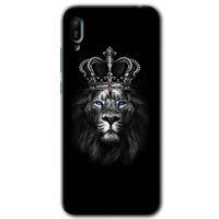 MRCİLETİSİM Huawei Y6 2019 Kılıf Baskılı Kapak - King Lion + 5D Tam Kaplayan Cam