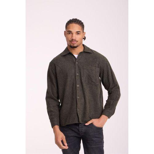 Frankel Kaşe Kumaş Tek Cepli Relaxed Fit Erkek Gömlek - Haki