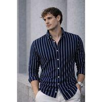Scorsese Çizgili Relaxed Fit Erkek Gömlek - Lacivert
