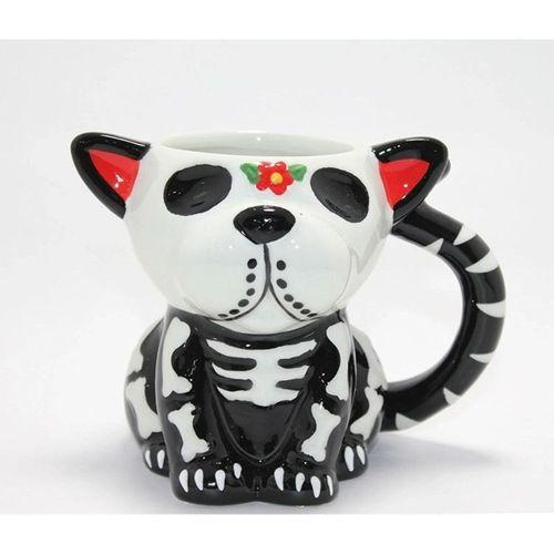 Day Of The Dead Köpek Figürlü 3d Kabartmalı Porselen Kupa Alk4896