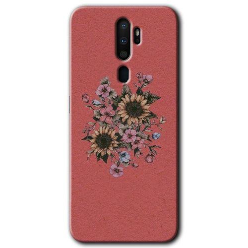 MRCİLETİSİM Oppo A9 2020 Kılıf Baskılı Kapak - Retro Çiçek + 5D Tam Kaplayan Cam
