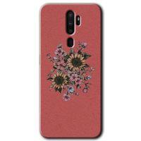MRCİLETİSİM Oppo A9 2020 Kılıf Baskılı Kapak - Retro Çiçek + 5D Tam Kaplayan Cam