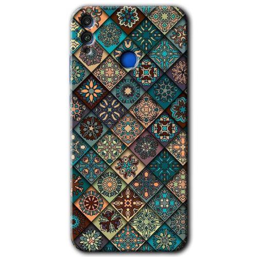 Potkal Hediye Fabrikası Honor 8c HD Baskılı Kılıf + 9D Tam Ekran Koruyucu - Mat Mandala