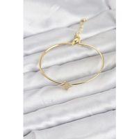 Gold Renk Pirinç Köşeli Yonca Model Kadın Bileklik