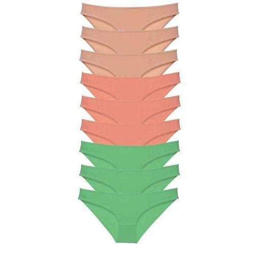 9 adet Süper Eko Set Likralı Kadın Slip Külot Ten Pudra Yeşil