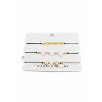 3'Lü Kalp İp Bileklik - Altın