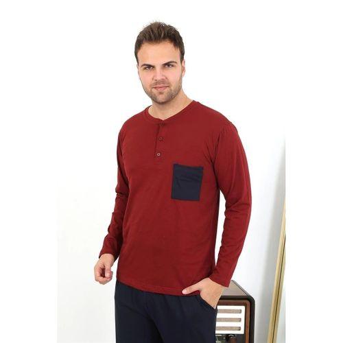 Erkek Uzun Kol Penye Bordo Pijama Takımı
