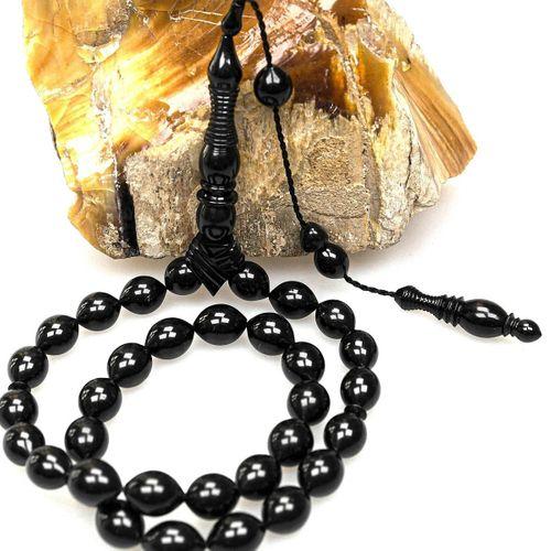 Oltu Taşı Kravatlı Şerit Çizgi İmame Sade Tespih