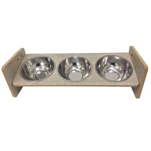 Petzanya Ahşap Ayarlanabilir Kedi Mama ve Su Kabı - 3 lü