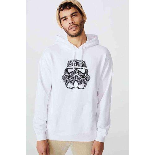 Storm Trooper Baskılı Beyaz Erkek Kapşonlu Sweatshirt