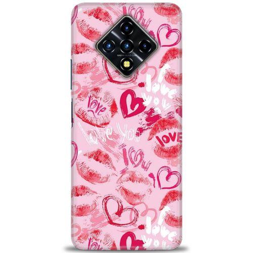Infinix Zero 8 Kılıf HD Baskılı Kılıf - Pembe Love + Tam Ekran Koruyucu