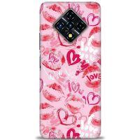 Infinix Zero 8 Kılıf HD Baskılı Kılıf - Pembe Love + Tam Ekran Koruyucu