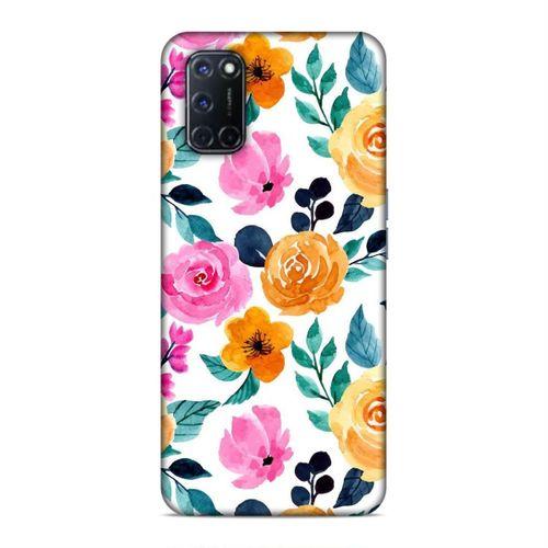 Oppo A52 Kılıf Sari Pembe Bahar Cicekleri Arka Kapak Silikon Koruma Full Koruyucu