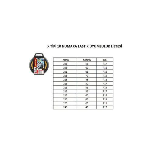 Takmatik X Tipi Kar Lastik Zinciri 10 Numara