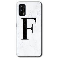 Potkal Hediye Fabrikası Realme 7 Pro Kılıf HD Desen Baskılı Arka Kapak - Beyaz Mermer Desenli F Harfi