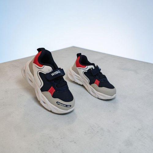 Wisco 018 Lacivert-Gri Cırtlı Işıklı Bebe Erkek Çocuk Spor Ayakkabı