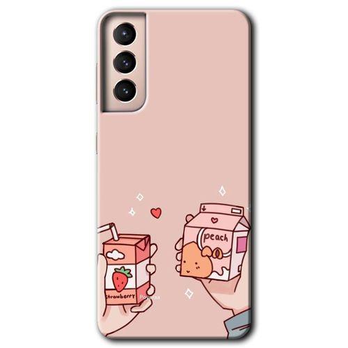 Galaxy S21 Plus Kılıf HD Desen Baskılı Arka Kapak - Meyveli Süt