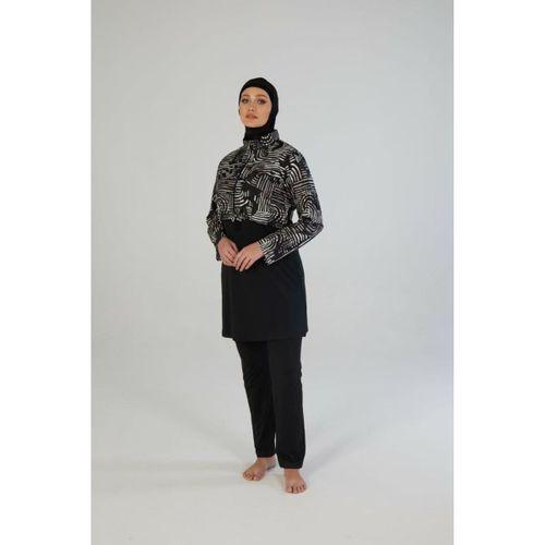 Estiva 26970 Siyah Lineer Tam Kapalı Croplu Pantolonlu Tesettür Mayo