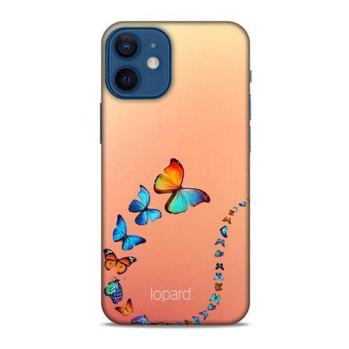 Apple iPhone 12 Mini Kılıf Kelebek Etkisi (47) Crystal Flex Kılıf Fuşya Sarı