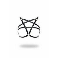 Siyah Göğüs Harness Yıldız Detaylı Suni Deri Vücut Aksesuarı - Brf167