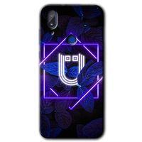 Potkal Hediye Fabrikası Vestel E5 Kılıf HD Desen Baskılı Arka Kapak - Dark Neon Yaprak Ü Harfi