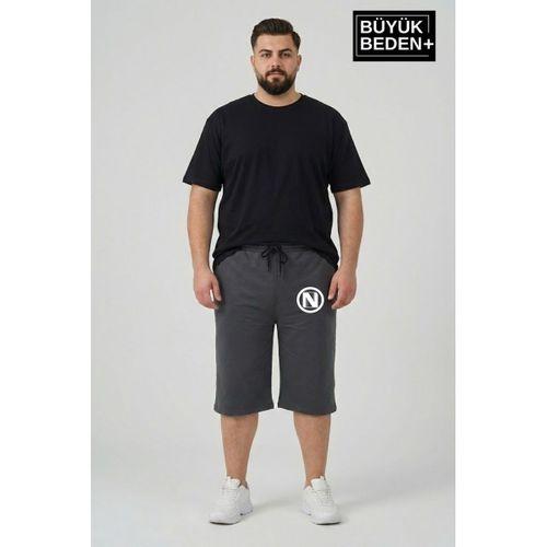Büyük Beden Erkek N Baskılı Şort Rahat Kalıp Basic Penye 3XL-6XL SPR26BSR591-19
