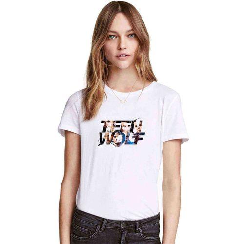 Teenwolf Dizi Film Baskılı Beyaz Kadın Tshirt