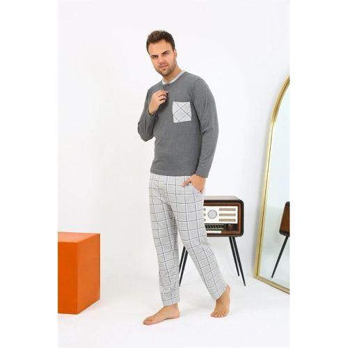 Erkek Uzun Kol Penye Antrasit Pijama Takımı