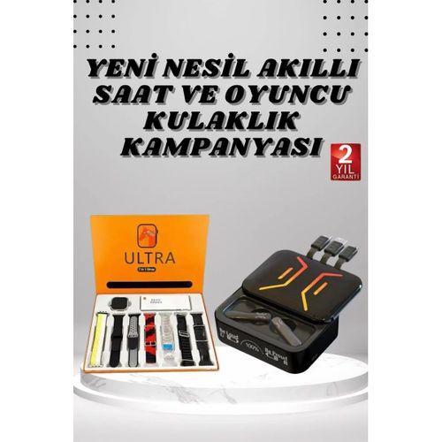 Powerbank Kulaklık Ve 7 Kordonlu Akıllı Saat Çoklu Şarj Girişi Bluetooth Bağlantılı