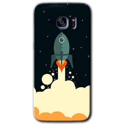 MRCİLETİSİM MRCİLETİSİM Samsung Galaxy S7 Edge Kılıf HD Desen Baskılı Arka Kapak + Temperli Cam - Space Smoke