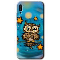 Huawei Y6 2019 Kılıf HD Desen Baskılı Arka Kapak - Owl Bird Stars