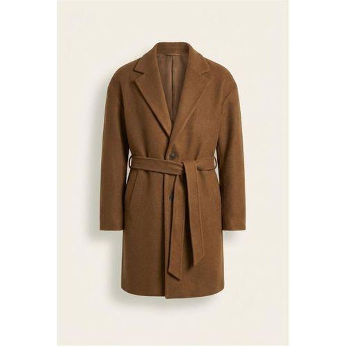 Carlo Oversize Kaşe Kumaş Yan Cepli Kışlık Erkek Kaban - Camel