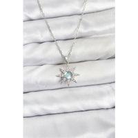 316L Çelik Zincir Gümüş Renk Kutup Yıldızı Model Zirkon Taşlı Kadın Kolye