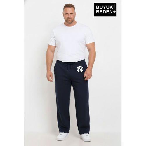 Erkek Büyük Beden N Logo Baskılı Rahat Kesim Paça Reçme ince Eşofman Altı SPR26EA952-4