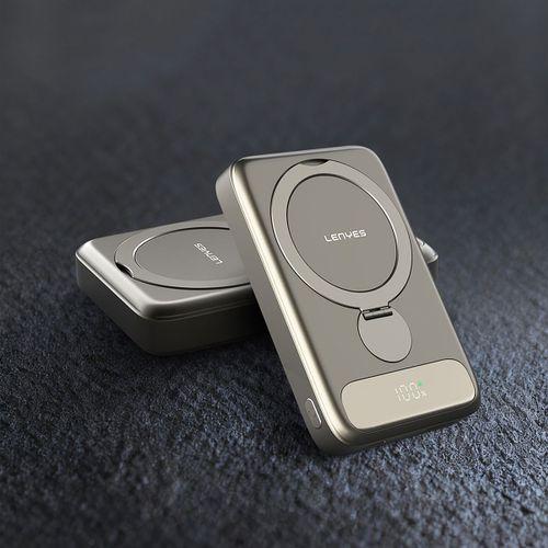 Lenyes PW1012D PD 20W Dijital LED Göstergeli 360 Derece Dönebilen Standlı Kablosuz Şarj Özellikli Wireless Powerbank 15W 10000mAh
