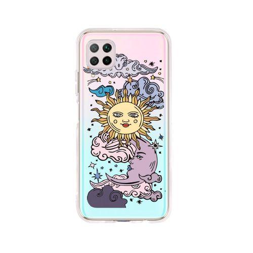 Huawei P40 Lite Güneş & Ay Desenli Premium Şeffaf Silikon Kılıf