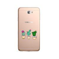 Samsung J7 Prime Kaktüsler Desenli Premium Şeffaf Silikon Kılıf