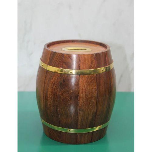 Pirinç Ahşap Fıçı Kumbara