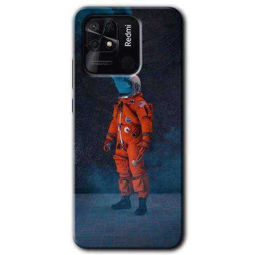 Redmi 10C Kılıf HD Desen Baskılı Arka Kapak - Smoke Astronot + Kırılmaz Cam