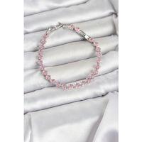 Pembe Kare Zirkon Taşlı Gümüş Renk Pirinç Su Yolu Kadın Bileklik