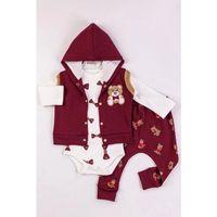 Bear Nakışlı Yelekli 3'lü Erkek Bebek Takımı