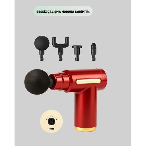 Titreşimli Masaj Tabancası 4 Başlıklı 6 Hız Ayarlı Kas Rahatlatıcı