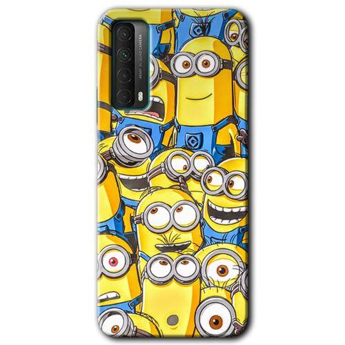 Huawei P Smart 2021 Kılıf Baskılı Kapak - Minion Ordusu + 5D Tam Kaplayan Cam