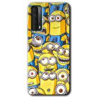 Huawei P Smart 2021 Kılıf Baskılı Kapak - Minion Ordusu + 5D Tam Kaplayan Cam