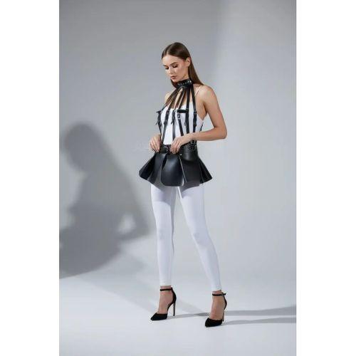 Siyah Etek Suni Deri Etek Peplum Kemer Detaylı Etek - Brf1313