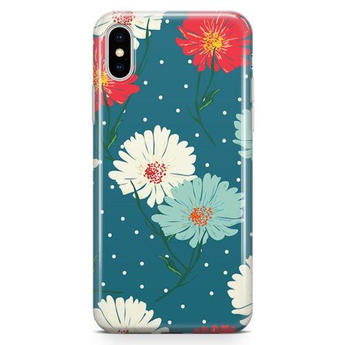 Apple iPhone XS Kılıf Karlı Çiçekler Arka Kapak Koruma Desenli Full Koruyucu