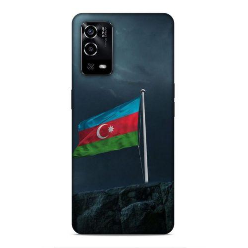 Oppo A55 5G Uyumlu Kılıf Azarbaijan (27) Tasarımlı Kılıf Mavi Beyaz