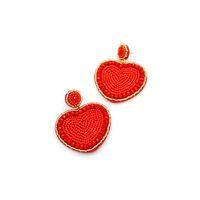 Kalp Boncuk Küpe - Kırmızı