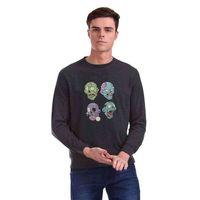 One Piece Zombie Baskılı Füme Antrasit Erkek Sweatshirt