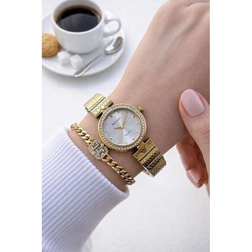 Ferrucci Çelik Kordon 2 Yıl Garantili 3 Atm Suya Dayanıklı Kadın Kol Saati+Bileklik F.EM03693.4